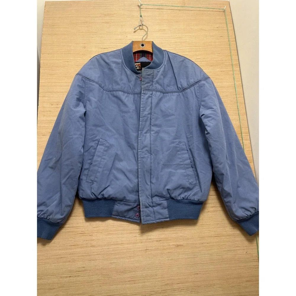 Field and Stream Jacket Mens Large Blue Quilted Plaid Lined Bomber Coat Outdoors